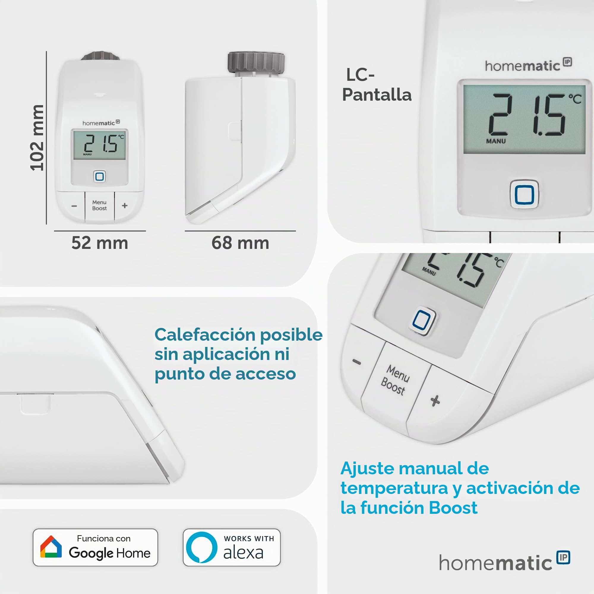 Homematic IP Smart Home 161216A1 - Kit de ampliación para calefacción (3 Unidades, termostato Digital, Control Mediante aplicación, Alexa, Google Assistant, fácil instalación, Ahorro de energía)