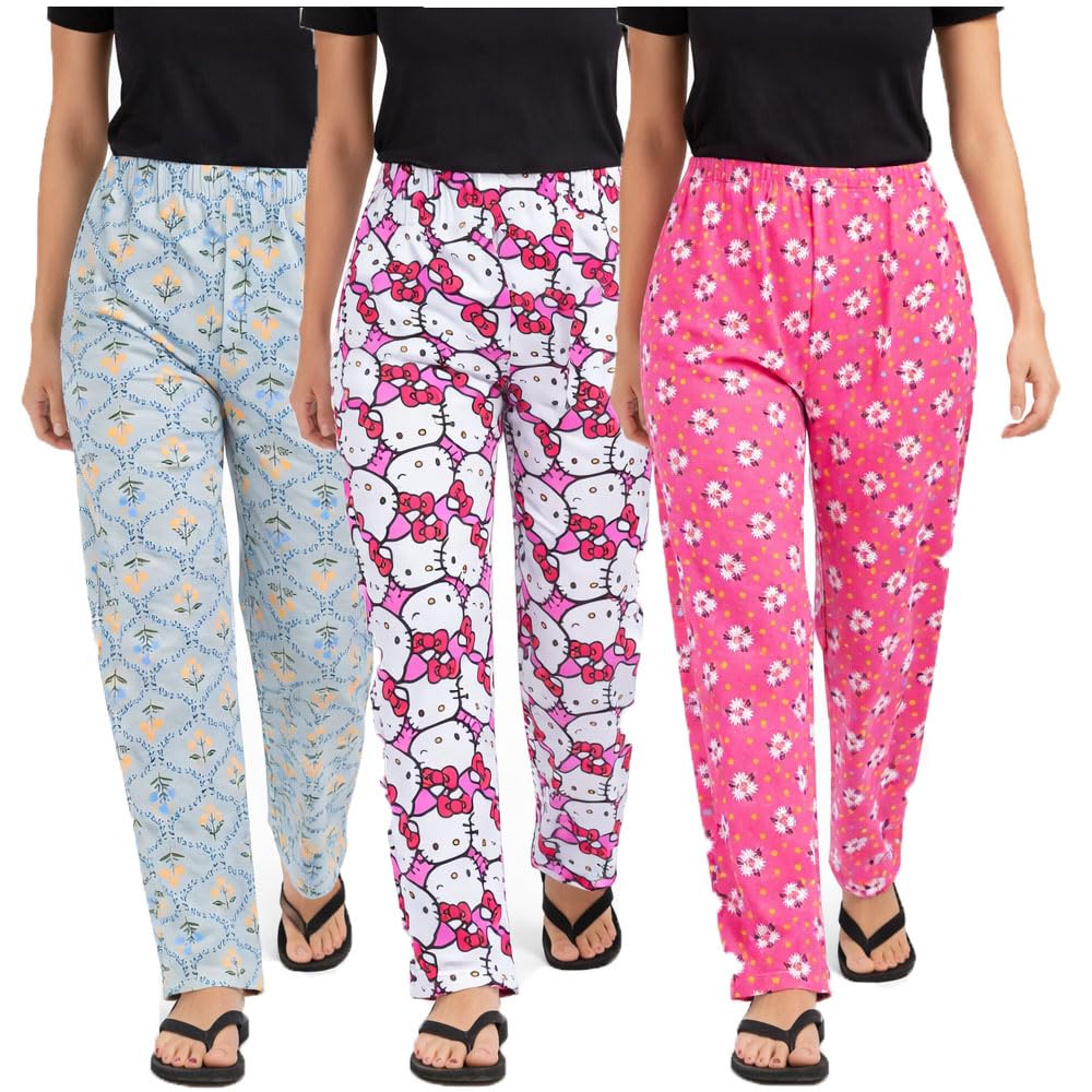 Womens Cotton Printed Pyjama Pant For Women (Prints May Vary) Combo Pack Of 3-picture-45
