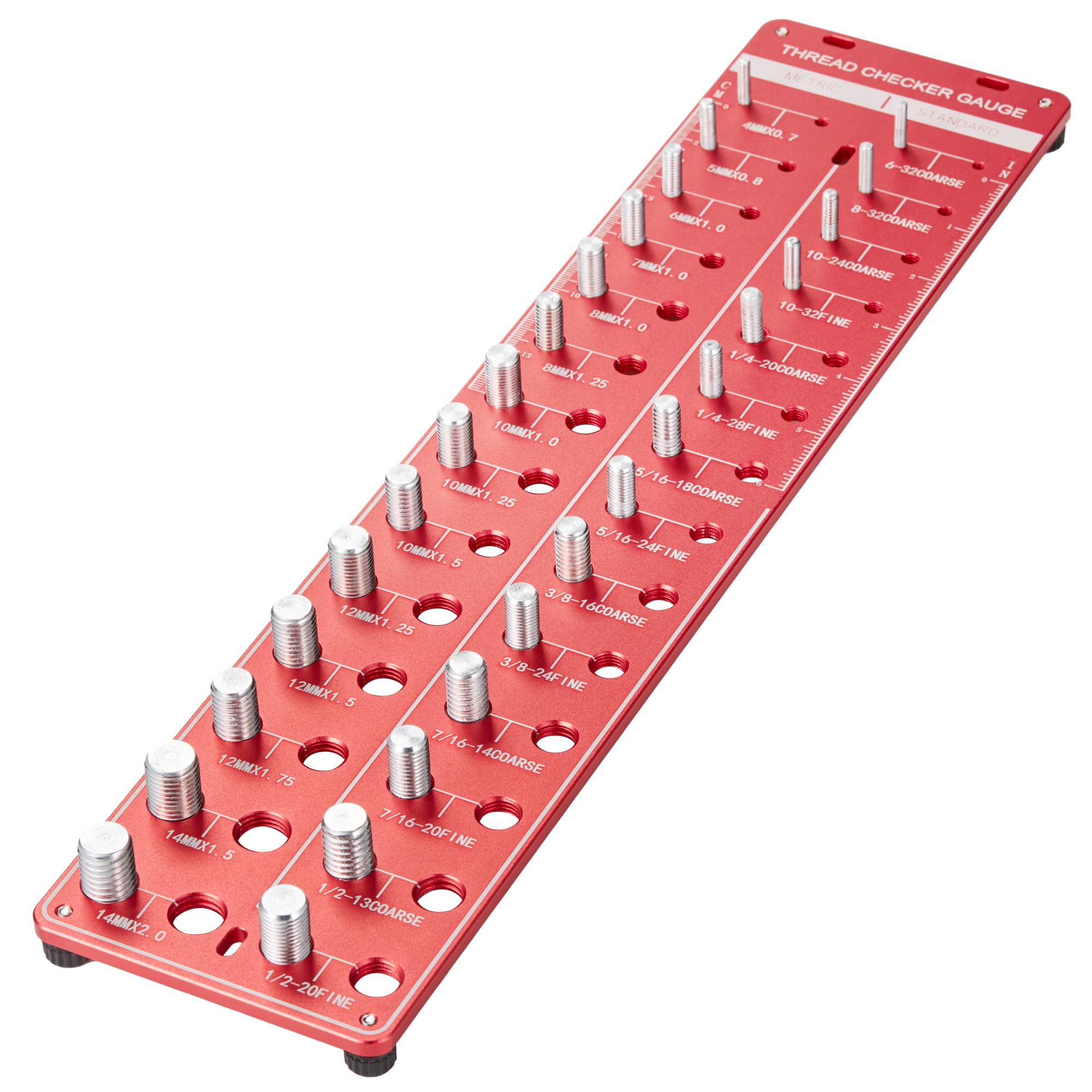 Rectangle 28 Specifications Thread Checker, Nut and Bolt Thread Checker, High Quality Bolt Size and Thread Gauge, Bolt and Nut Identifier Gauge for Nut and Bolt Specification Inspection-Red
