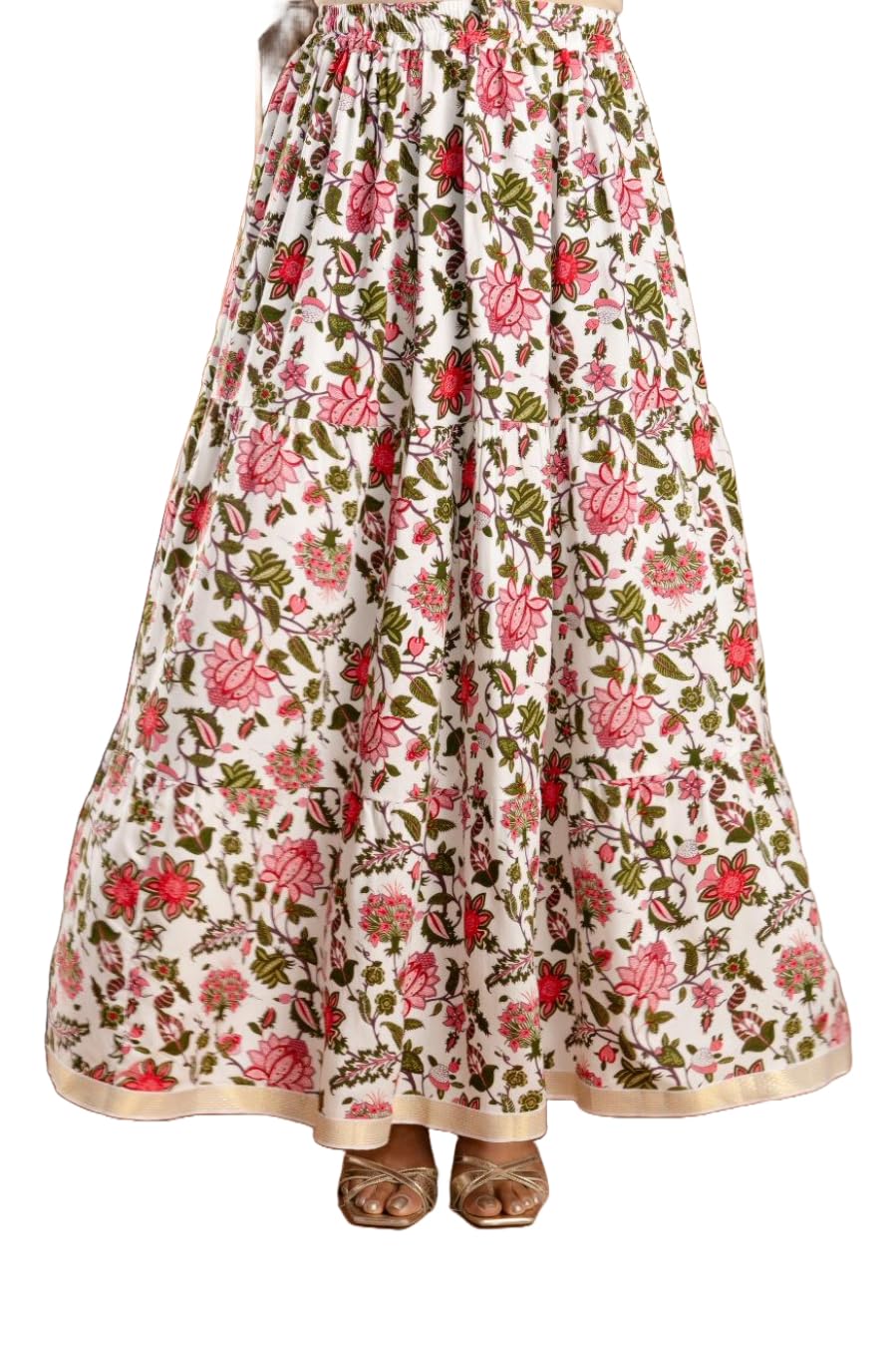 Women Cotton Long Printed Maxi Stylish Morden and Comfortable Skirt White 2XL - Review, Price and Buying Guide