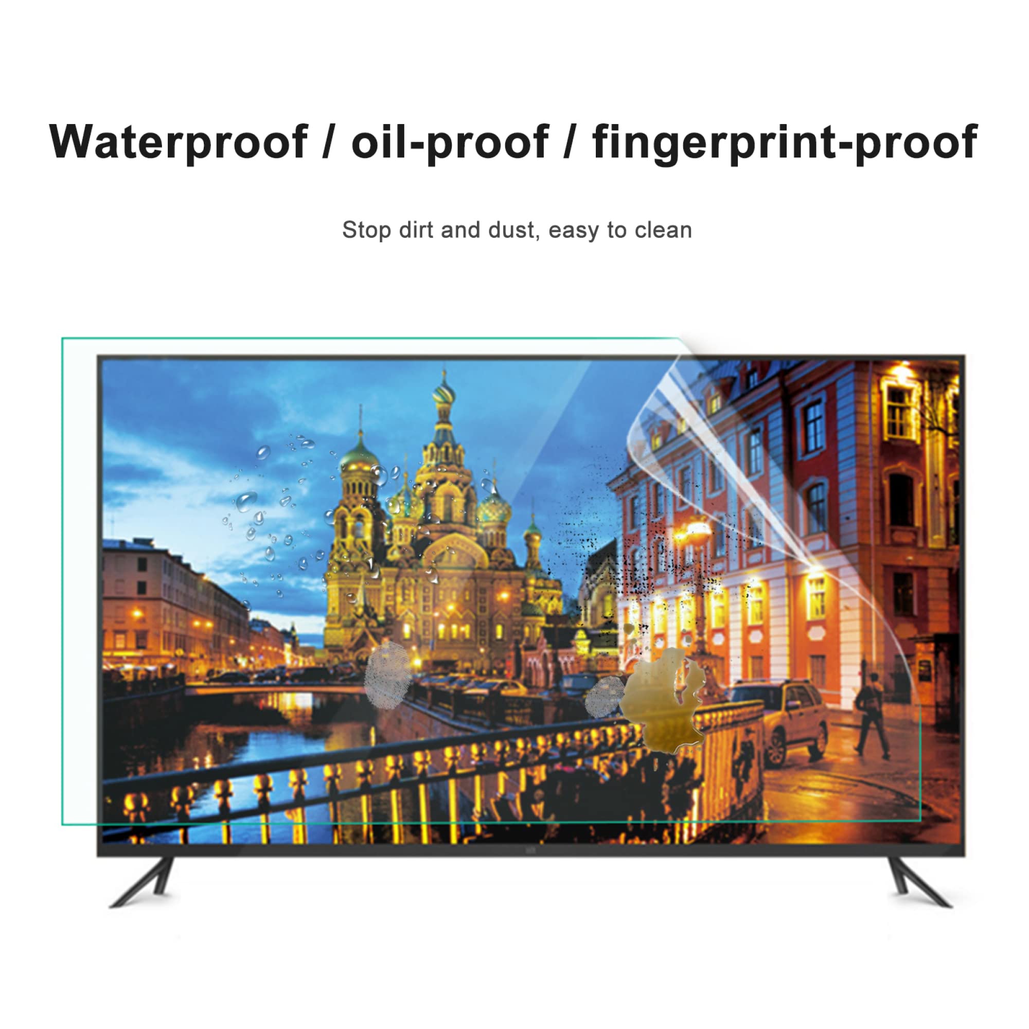 Pellicola Protettiva antiriflesso per TV da 60/65/75 Pollici, Anti Luce Blu, Filtro Multifunzione AntiGraffio, Senza Bolle, 65 Pollici, 1440 x 809 mm(60 Pollici 1338x756 mm