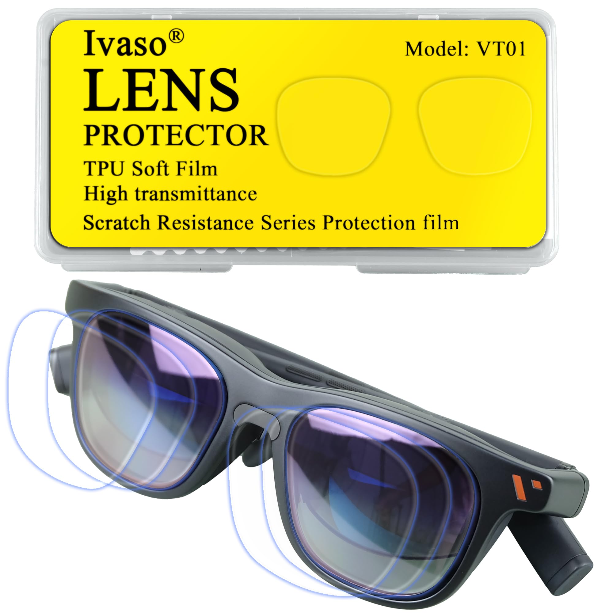 Protezione per lenti per occhiali Viture XR/AR, confezione da 3 (6 pezzi) in morbida pellicola TPU adatta per occhiali Luma serie XR