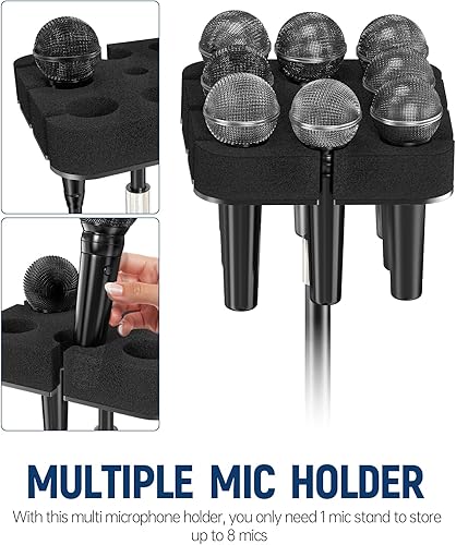 Miniatura 3 de Soporte para micrófono múltiple aluminio gruesopersonalizado para soporte de micrófono con capacidad para hasta 8 micrófonos. Soporte múltiple de