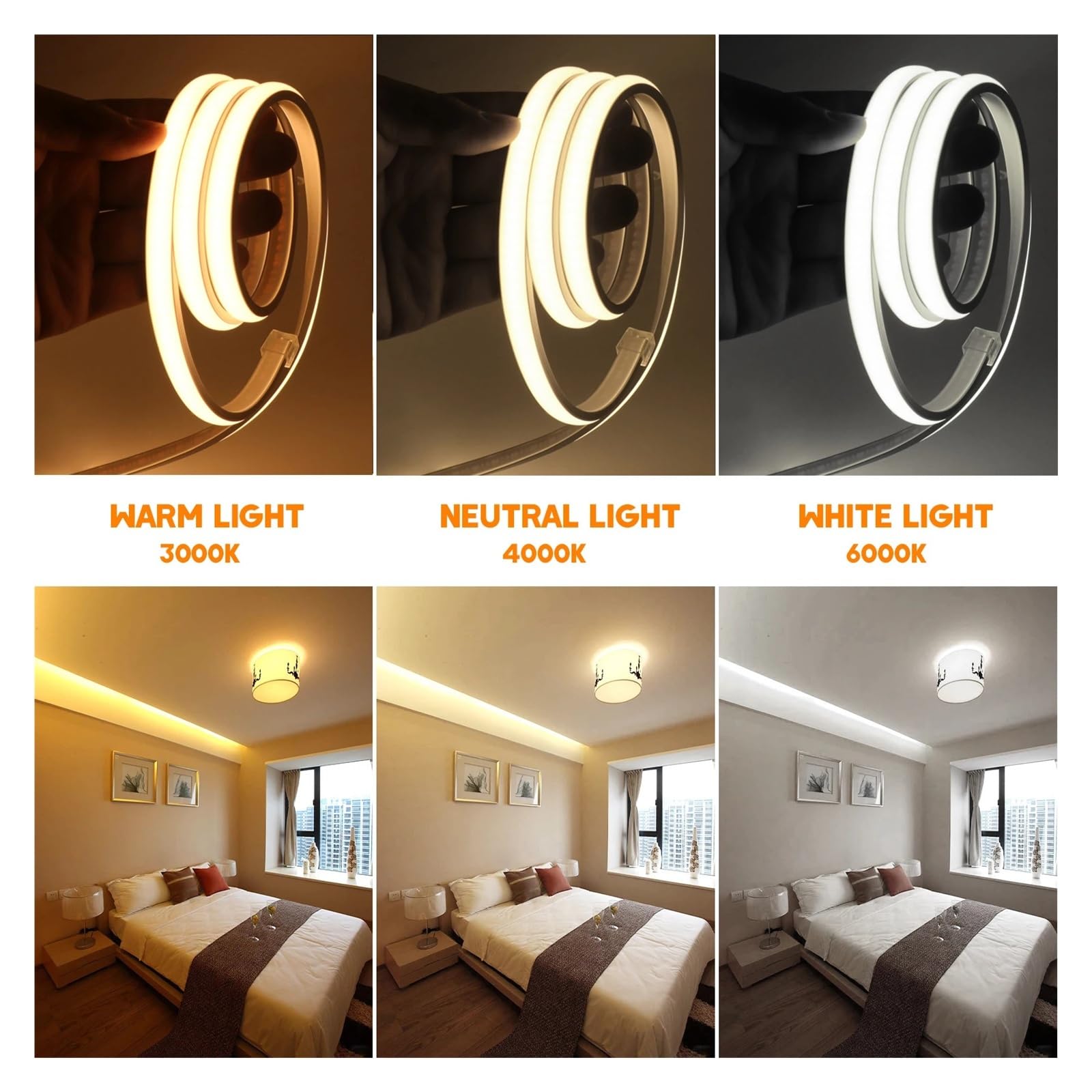 Tira de LED COB inteligente 220V 288LEDs/M Cinta de luz de neón regulable impermeable WiFi Bluetooth Control remoto táctil