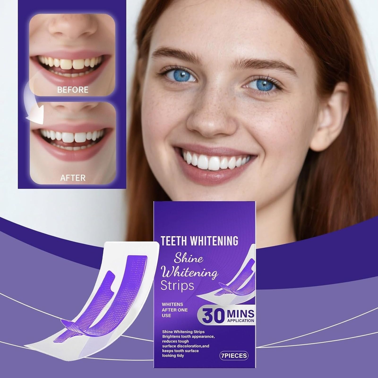 schiarimento Istantaneo Senza Perossido, Neutralizza Il Giallo E Illumina Il SorrisoStriscia Sbiancamento Dentistico 7 Pezzi