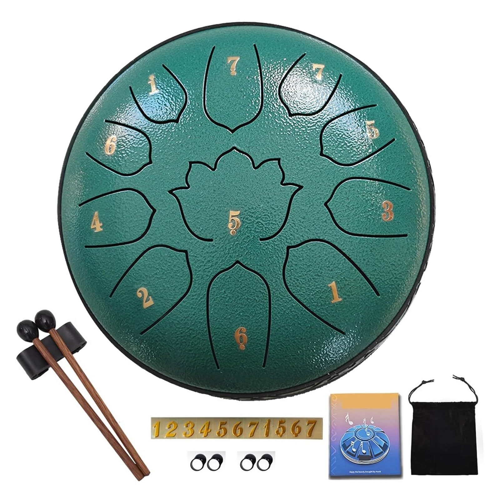 Steel Tongue Drum, 6 pouces 11 notes, tambour de musique d'instrument de percussion éthéré de Glucophone(Skyblue)