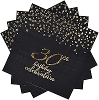 Vista 13 de Gatherfun 50th Birthday Napkin Disposable Paper Napkins Black and Gold Party Decorations Tableware for Men Woman 50 Birthday Party（6.5X6.5in, 3-Ply
