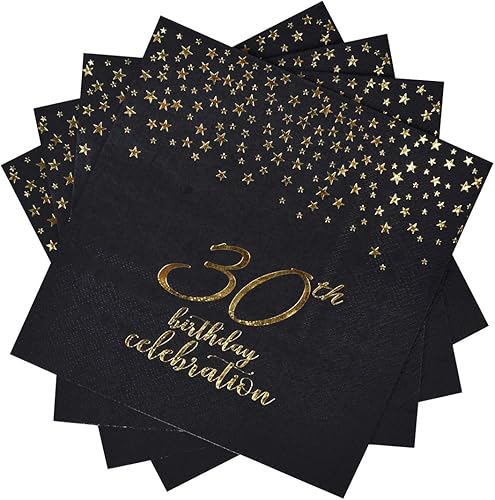 Miniatura 13 de Gatherfun 50th Birthday Napkin Disposable Paper Napkins Black and Gold Party Decorations Tableware for Men Woman 50 Birthday Party（6.5X6.5in, 3-Ply
