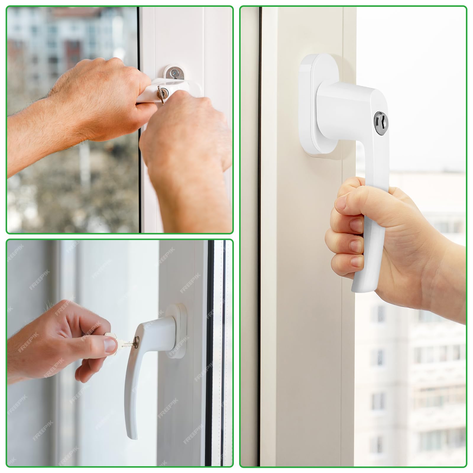 Tiradores de ventana con cerradura, de aluminio, con 2 llaves para ventanas y terrazas