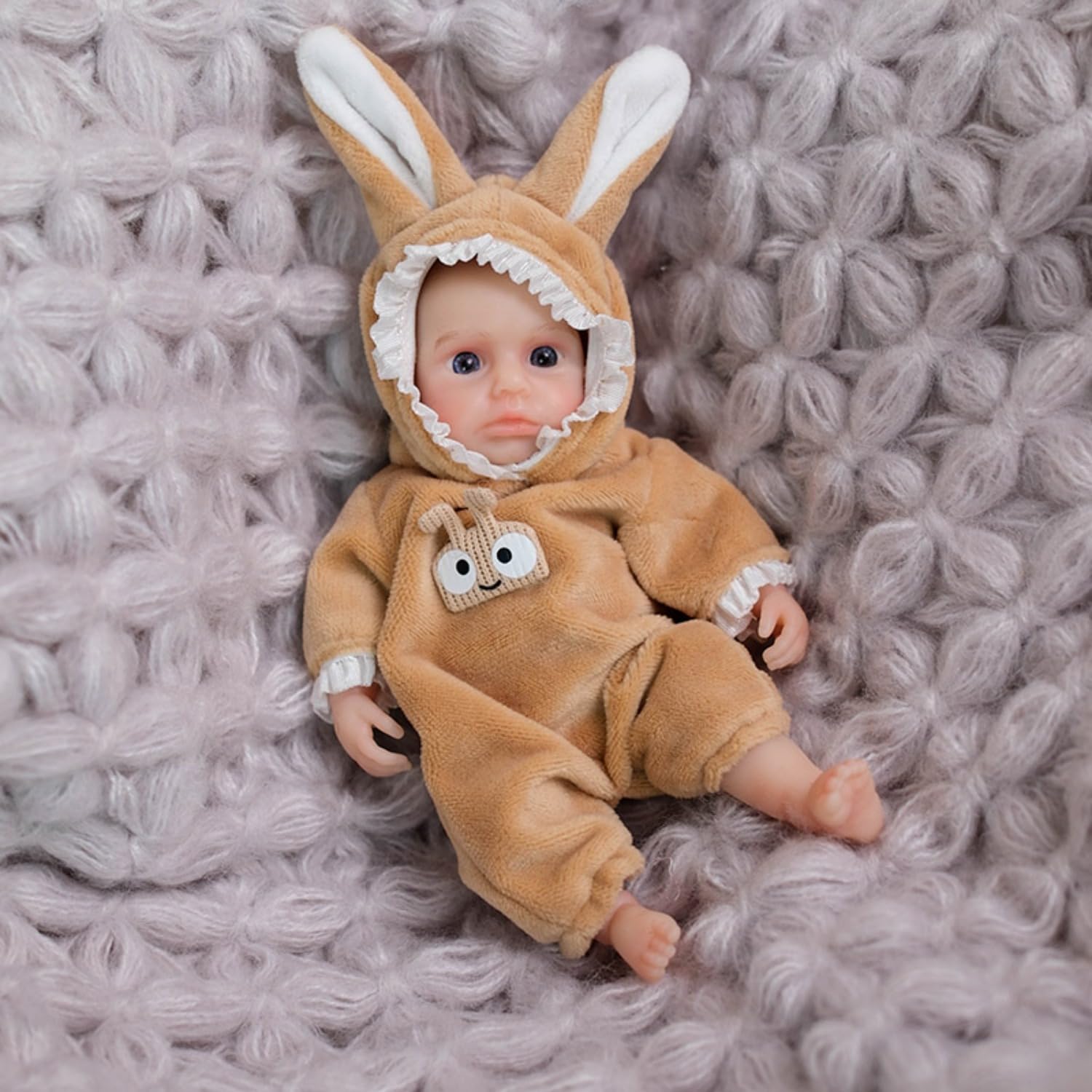 Lonian 4.5 Inch Mini Reborn Baby Girl Ellie, Realistic Silicone Mini Doll, Stress Relief for Kids, ADHD, Autism, Elderly, Grieving Mothers (Awake)