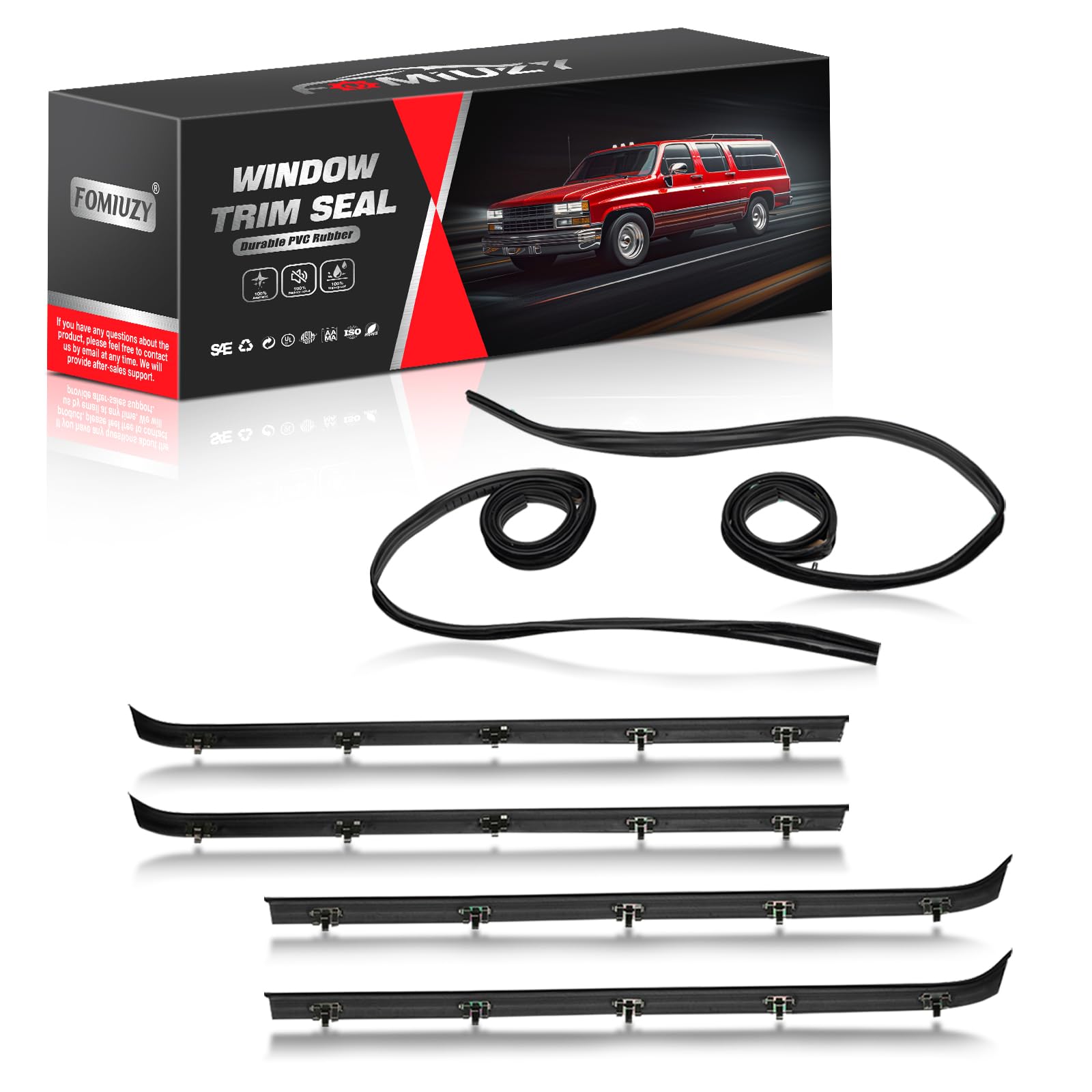 WEILEITE Front Door Window Channel Felt Trim Seal Weatherstrip Kit Compatible with GMC C1500 C2500 C3500 K1500 K2500 K3500 Suburban Jimmy Chevy C10 C20 C30 K5 K10 K20 K30 Blazer Suburban Truck