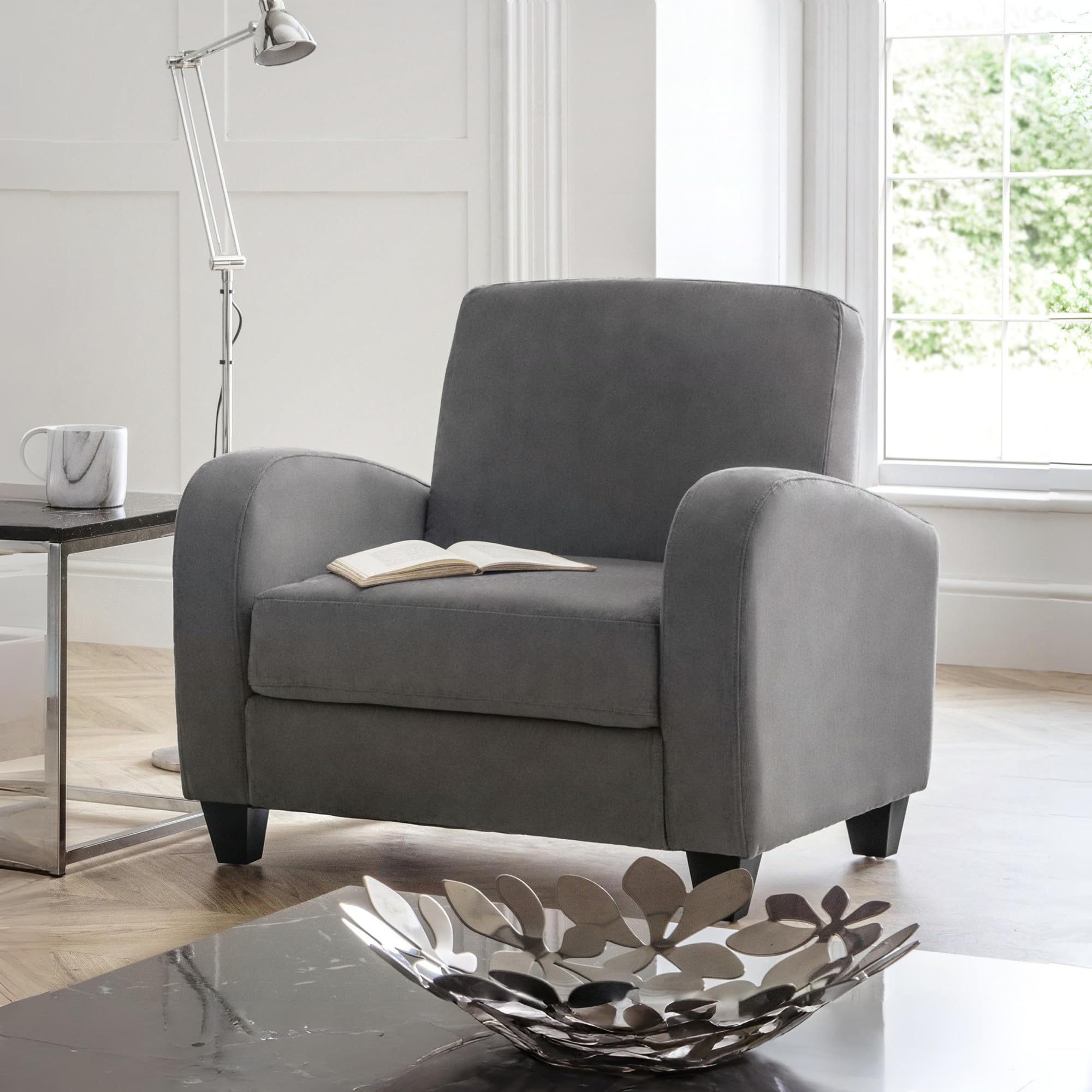 Julian Bowen Vivo Dusk Grey Chenille Armchair