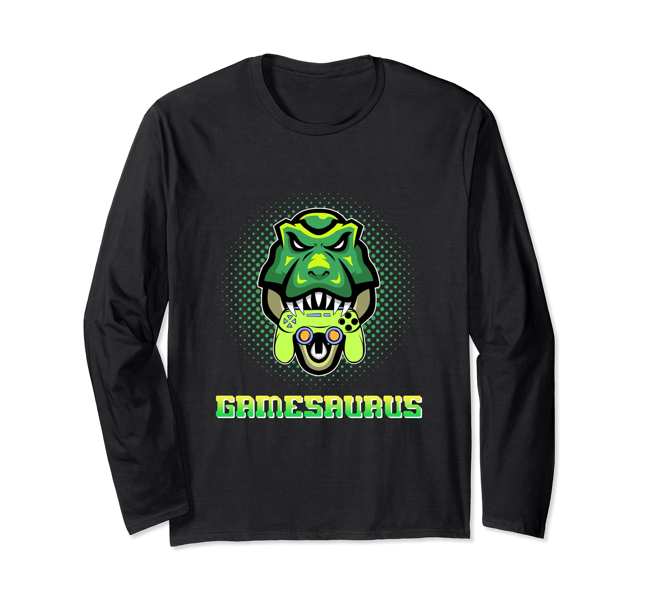 Gamesaurus T-rex Tyrannosaurus Dinosaur Arcade Game Gaming Long Sleeve T-Shirt