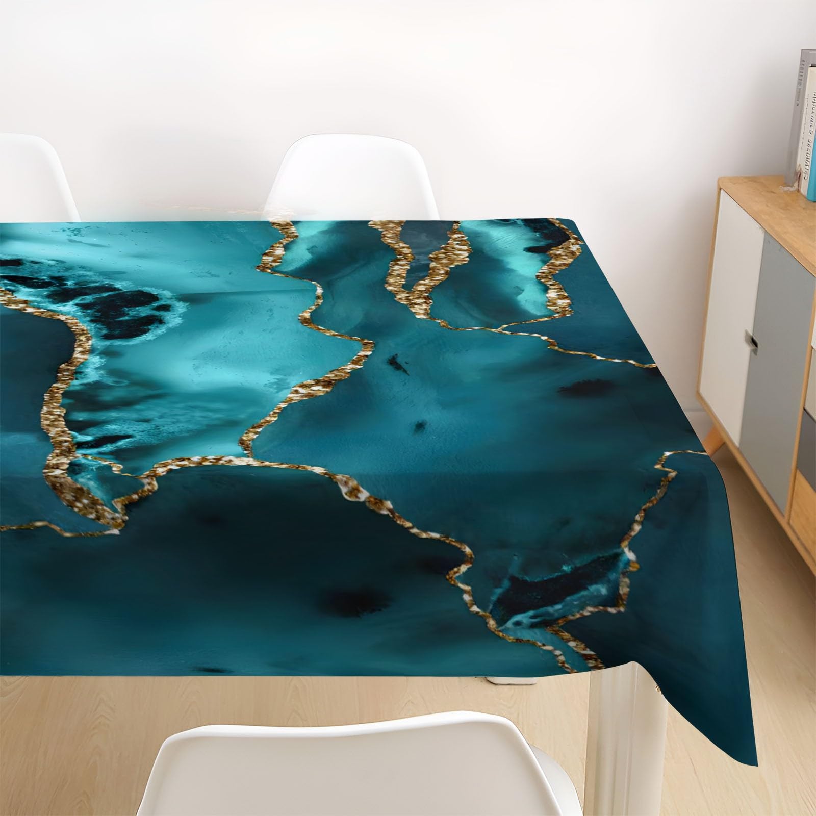 Obrus prostokątny, 140 x 240 cm, marmur, 2 sztuki, zmywalny, odporny na plamy, wodoodporny, zmywalny, obrus na stół, do kuchni, na kolację, piknik, imprezę na świeżym powietrzu