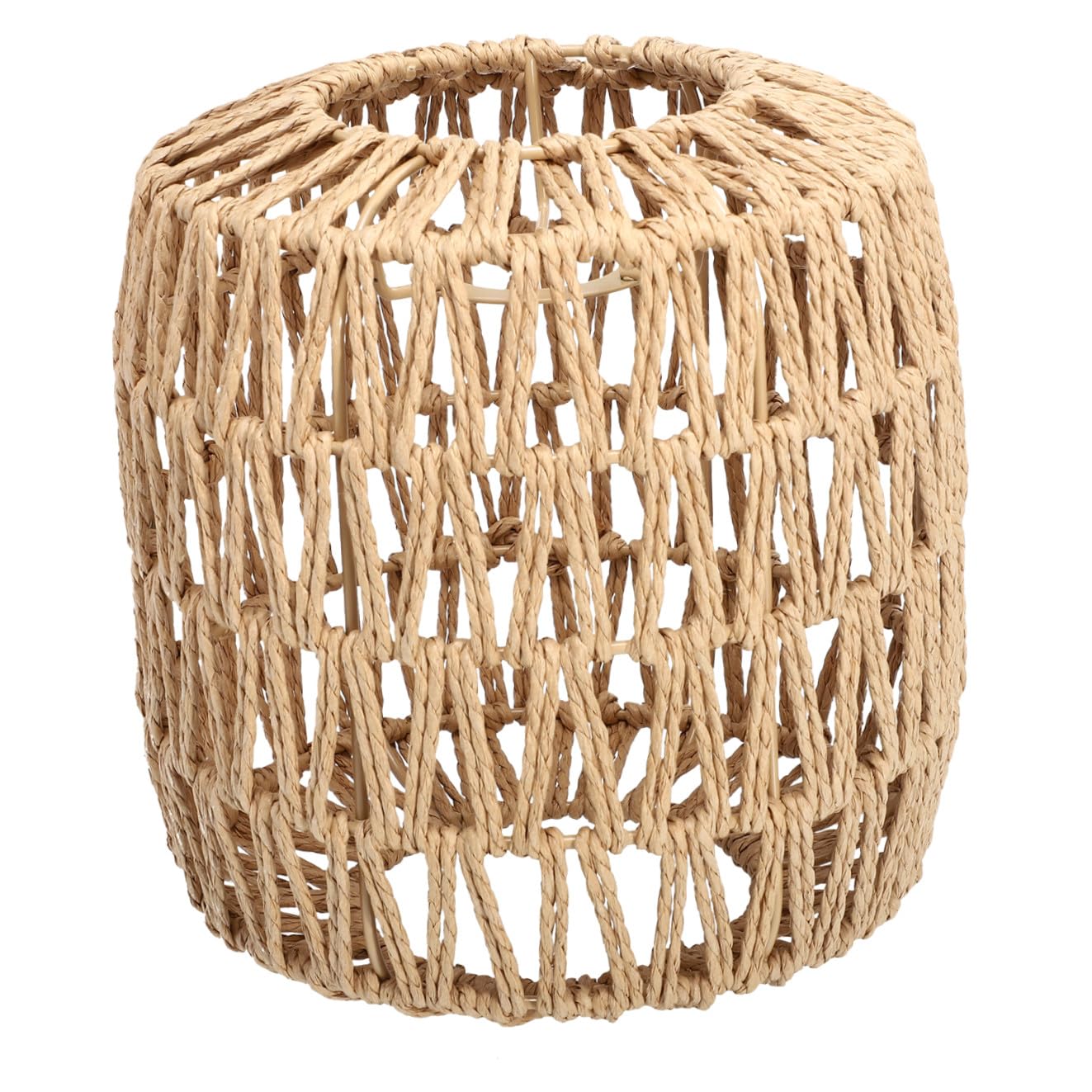 Angoily Khaki 1Pc Hand Woven Imitation Rope Pendant Lampshade For Rustic Home Decor Woven Lightshade For Dining Room Restaurant And Hotel Lighting