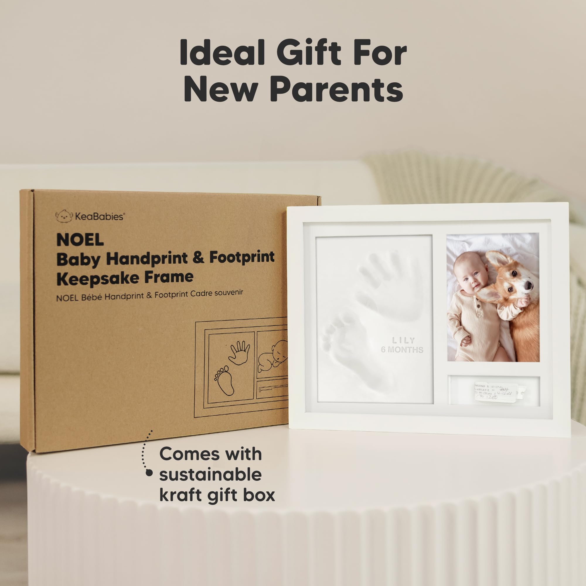 KeaBabies Personnalisé Kit d'empreintes de mains et pieds - Décor de chambre d'enfant imprimé mains et pieds - Kit d'impression de cadre photo pour bébé (Alpine White)