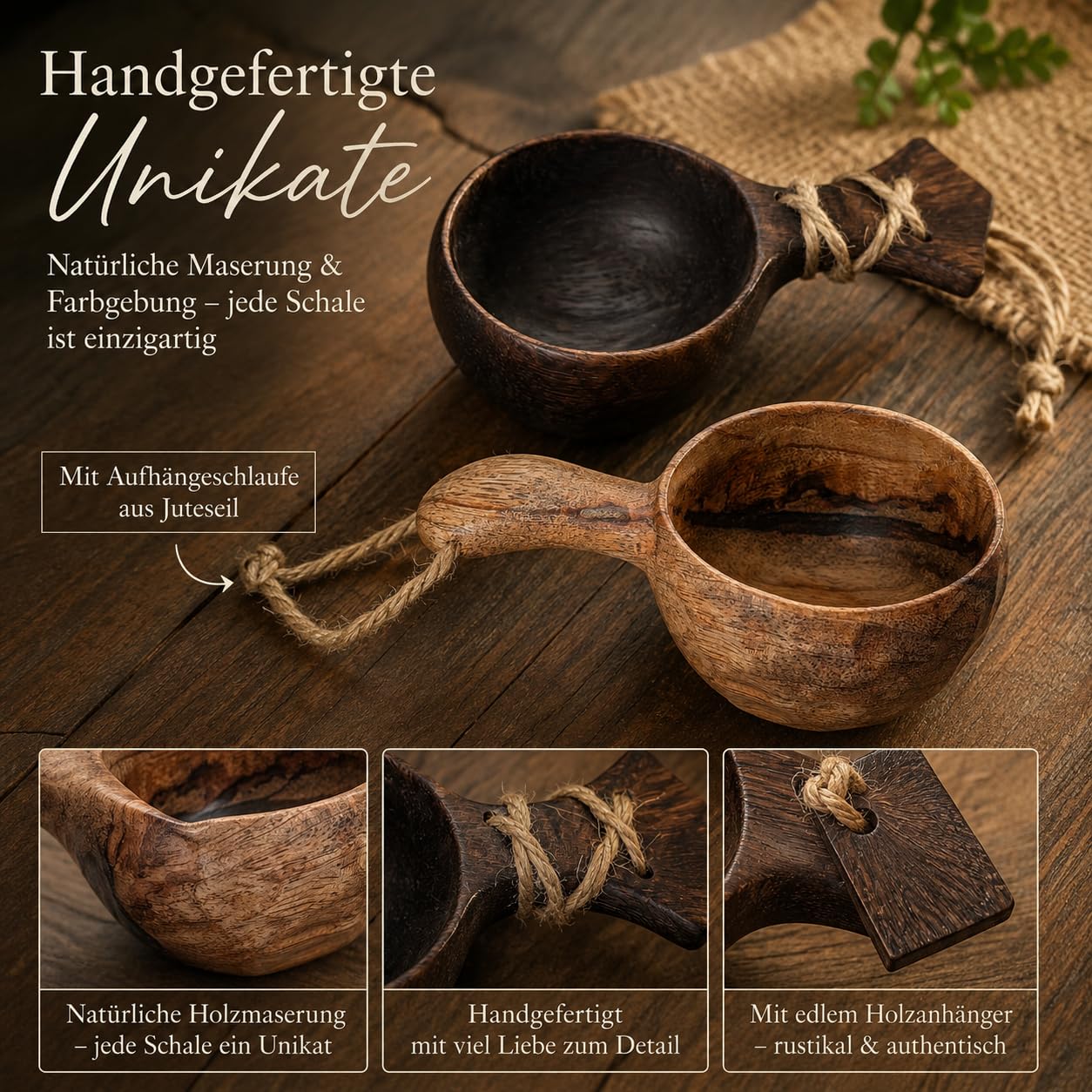 Kuksa drewniane kubki zestaw 2 szt. z drewna mango, 60 ml