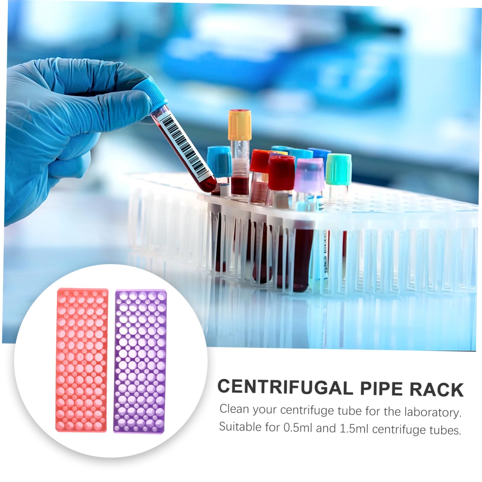 SOLUSTRE Gradilla Material Pp Resistente para Tubos de Centrífuga de Laboratorio de 60 Doble Panel 2 Piezas para Análisis Científicos Precisos
