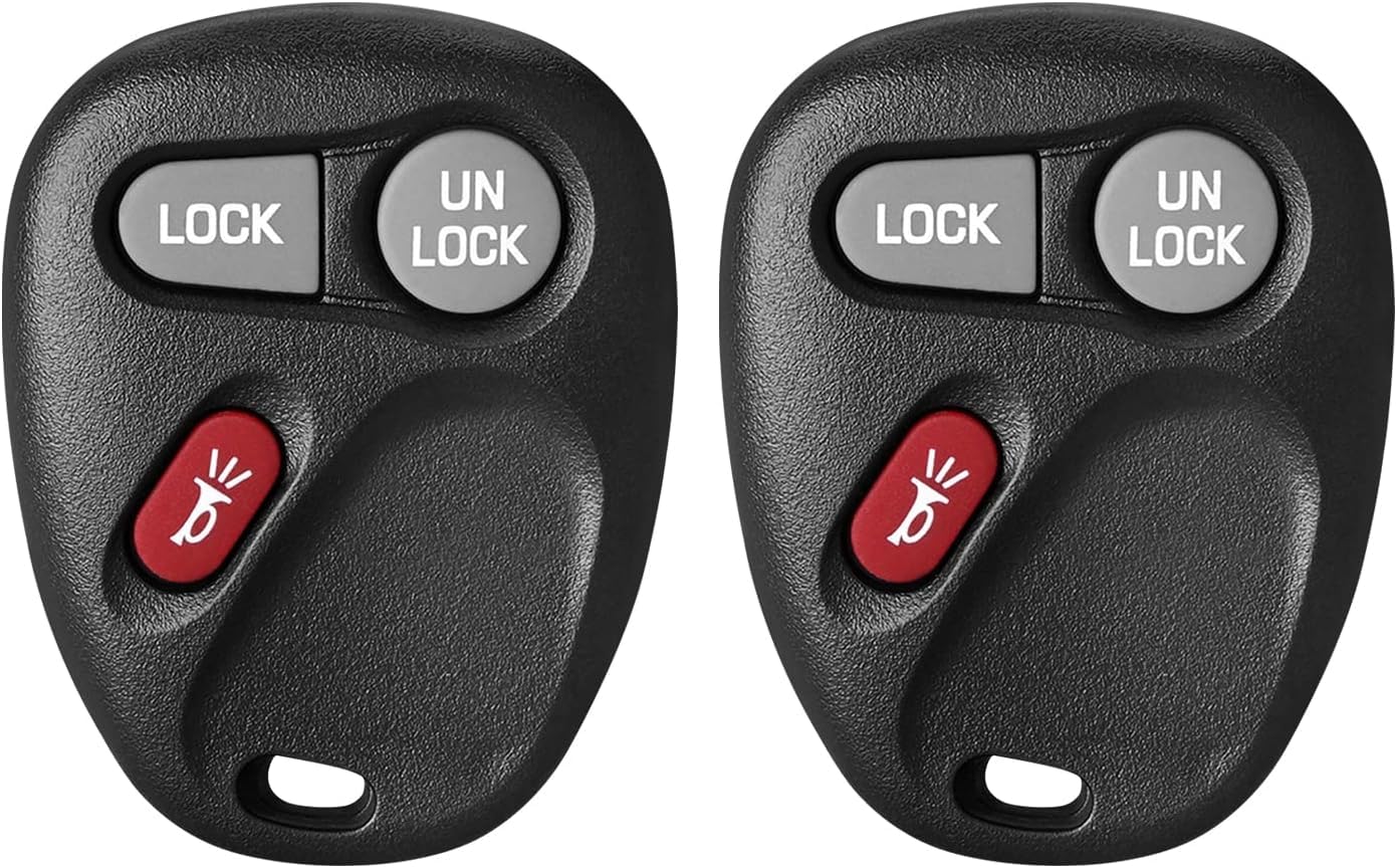 Keyless Entry Remote Control Car Key Fob Replacement for Chevy S10 Silverado Suburban Avalanche Tahoe, GMC Yukon Sonoma Sierra, Cadillac Escalade, 3 Button KOBLEAR1XT (2 Pack)