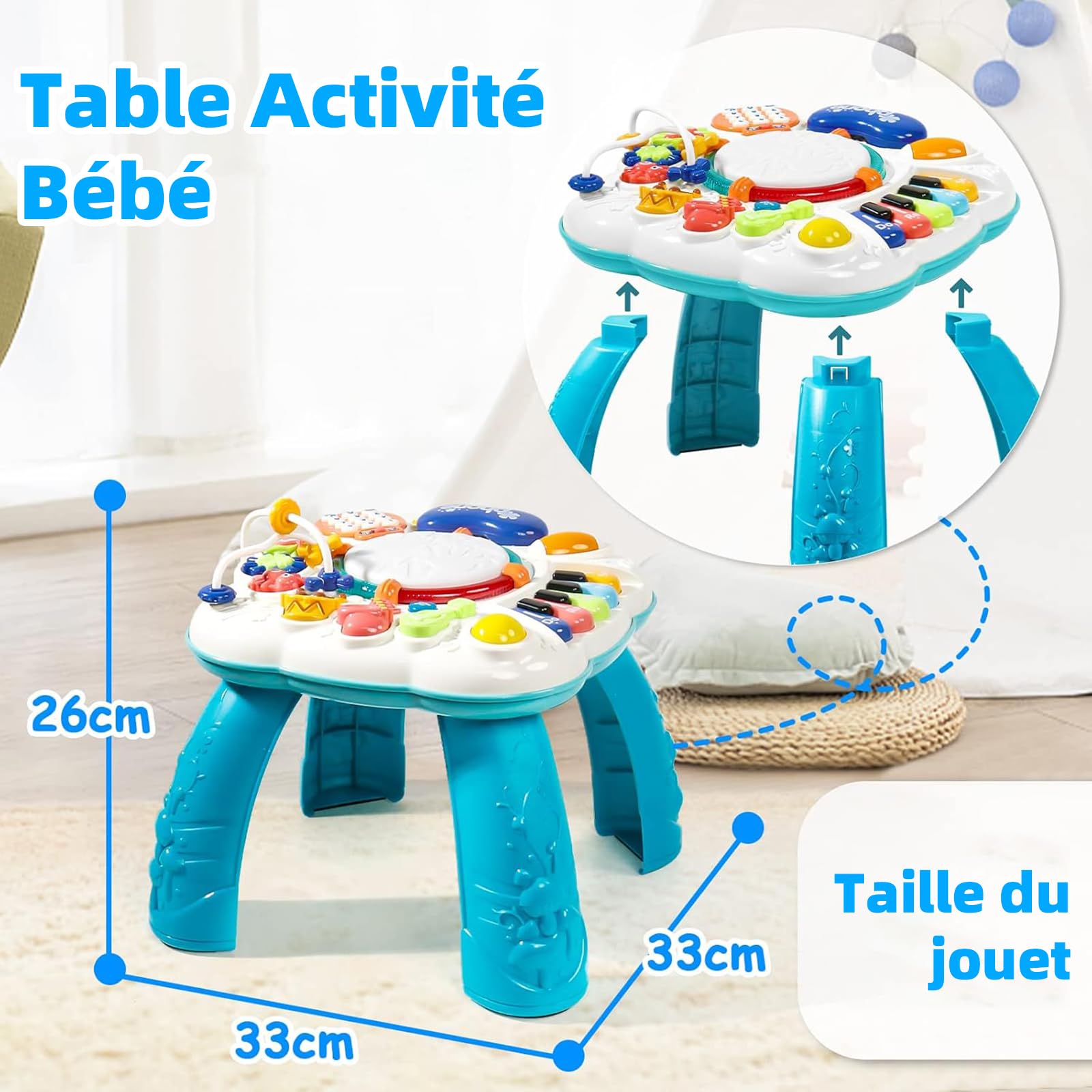 Jouet Bebe 1 an - Table Activité Bébé 6 en 1 Jouet Enfant Jeux Bebe 1 2 3 Ans Fille Garçon Table d'Activité Musicale Bebe Jouet Eveil Éducatif Cadeau pour Noel Enfant