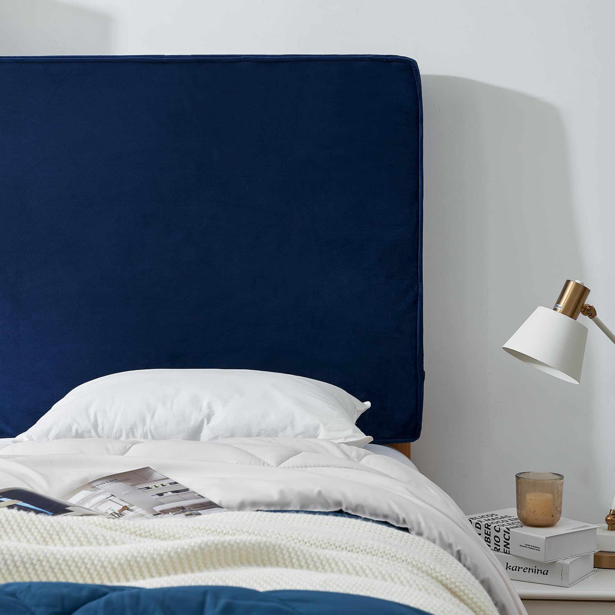 DormCo Rainha Tufted Headboard – Twin XL, Puffy Pillow Style, Royal Navy Blue, No Drilling Needed