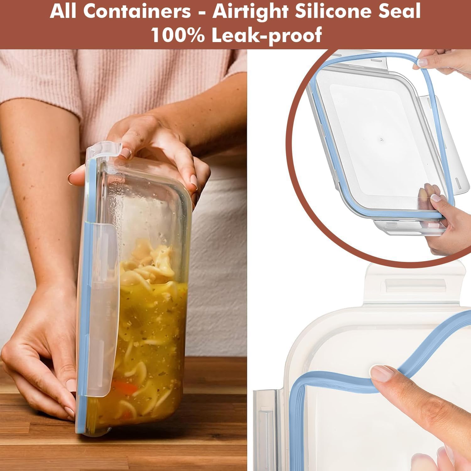 Razab 4 PC 1860ml / 63 Oz / 8 Cups Large Glass Food Storage Containers with Lids - Glass Meal Prep Containers for Roasting & Storing Leftover, Lunch Container with Lids, Microwave & Oven Safe image 4