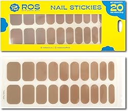 ROS Beauty Nail Stickies | 20 Count | Easy-to-Apply Vibrant Nail Art Stickers | Long-Lasting, Lightweight, & Mess-Free | Unique Designs for Effortless DIY Manicure | Toasty Taupe