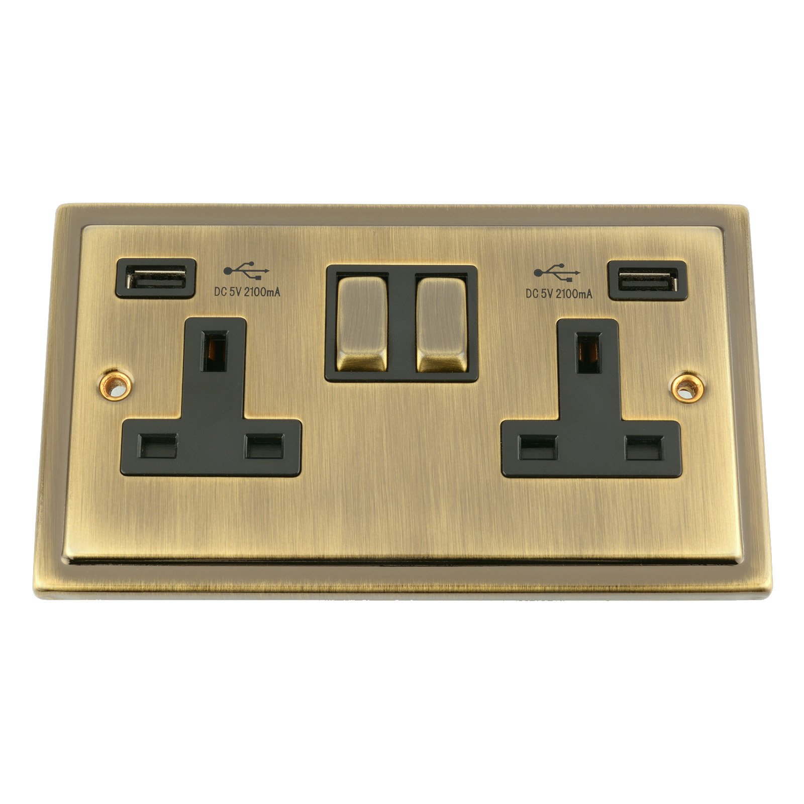 A5 Products Dark Usb Socket 2 Gang - Victorian Period Antique Brass (2100Ma)