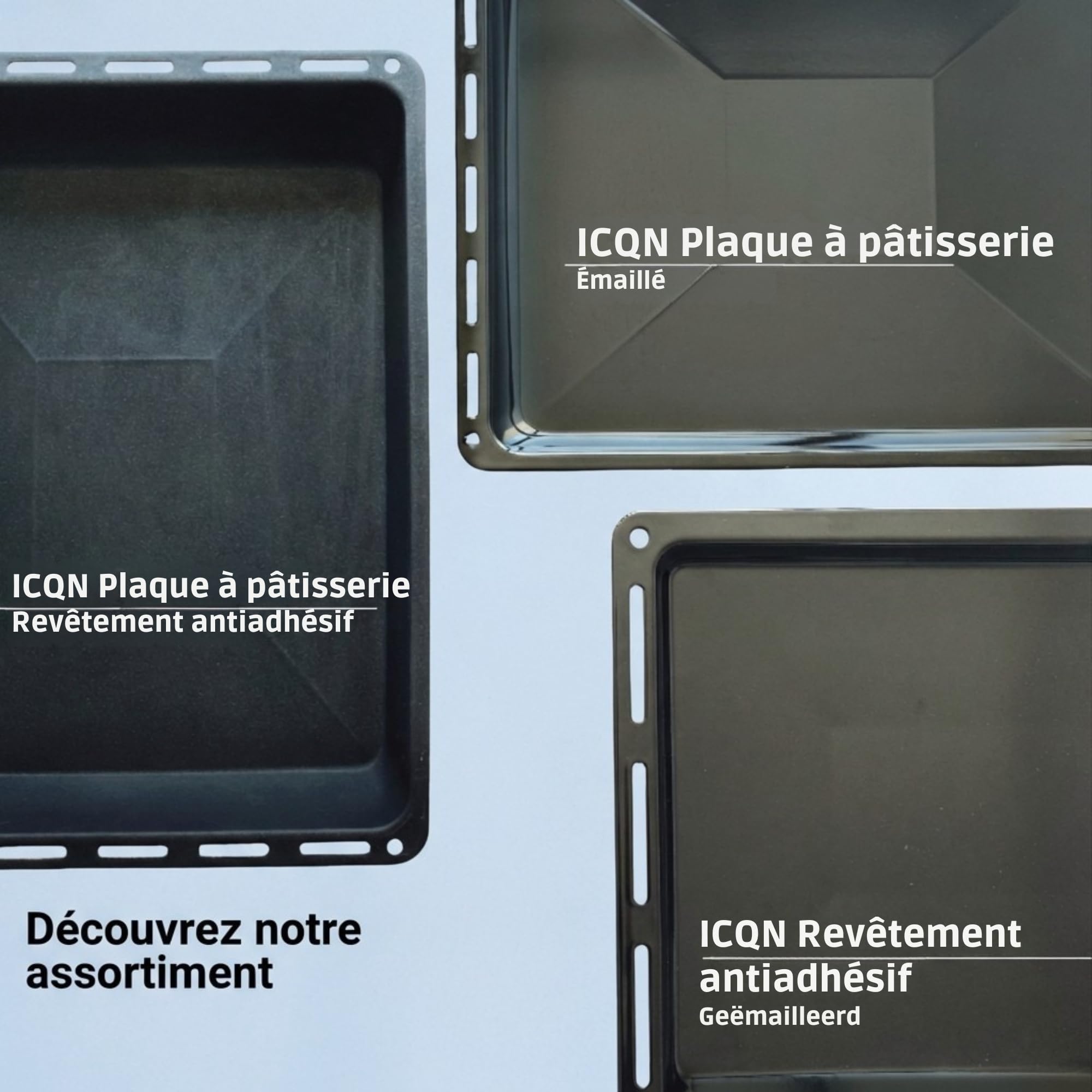 ICQN Set Plaque de Four 46,5 × 37,5 × 3 cm + Grille, Compatible avec Siemens, Bosch, Beko, Constructa, Neff & Amica, Plaque Émaillée 30 mm + Grille