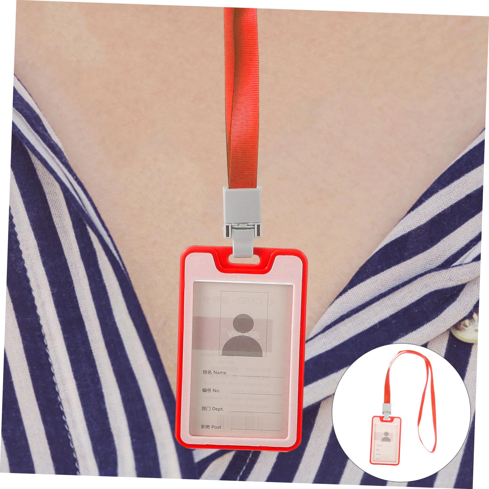 SHINEOFI 50pièces Porte Badge Lanyard Transparent Avec Housse De Carte Pour Cartes Identité Écoles Et Bureau Pratique Et Réutilisable