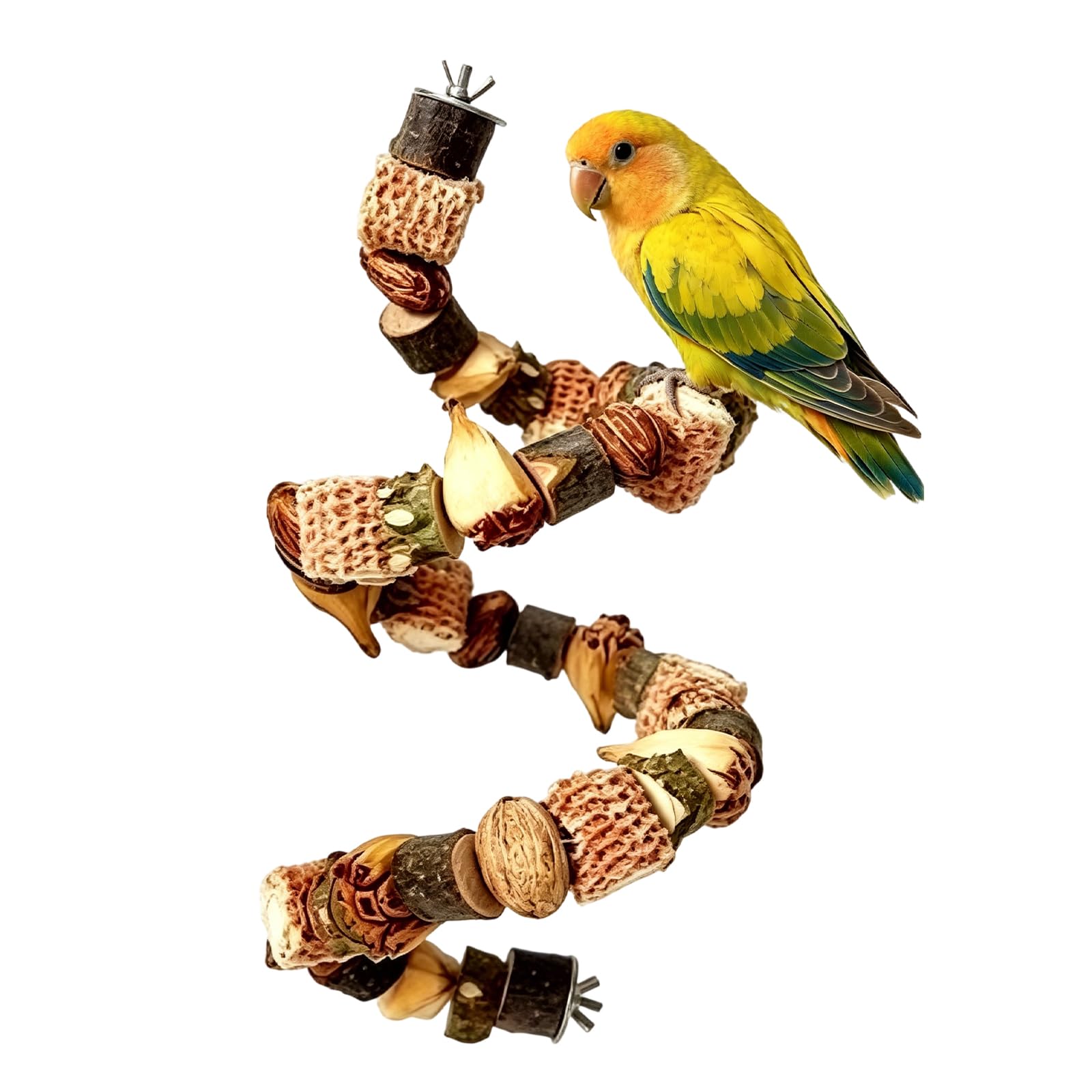 QhgPnt Parrot Toys for Cage Entertainment, Natural Wood Bird Perches 70 CM Parrot Chewing Toys, Interactive Bird Toys for Daily Play, Space-Saving Bird Cage Accessories for Boredom Relief
