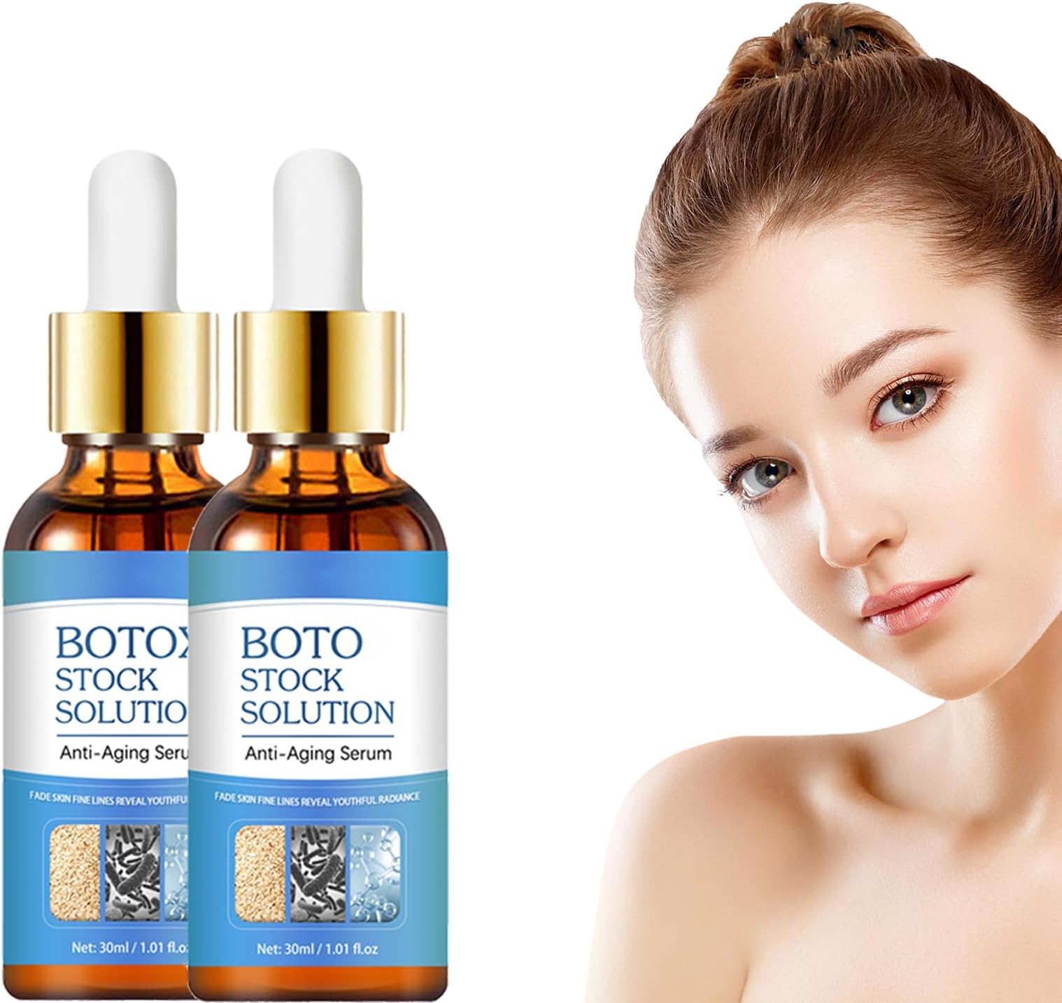 Bot_ox Hyaluronic Acid Serum - Anti Wrinkle Face Cream - Moisturiser Face Women - Dark Circle Under Eye Treatment - Botoxlux Firm Lift Skin Collagen Boost Anti-Aging Serum - Improve Hydrate (2PC)