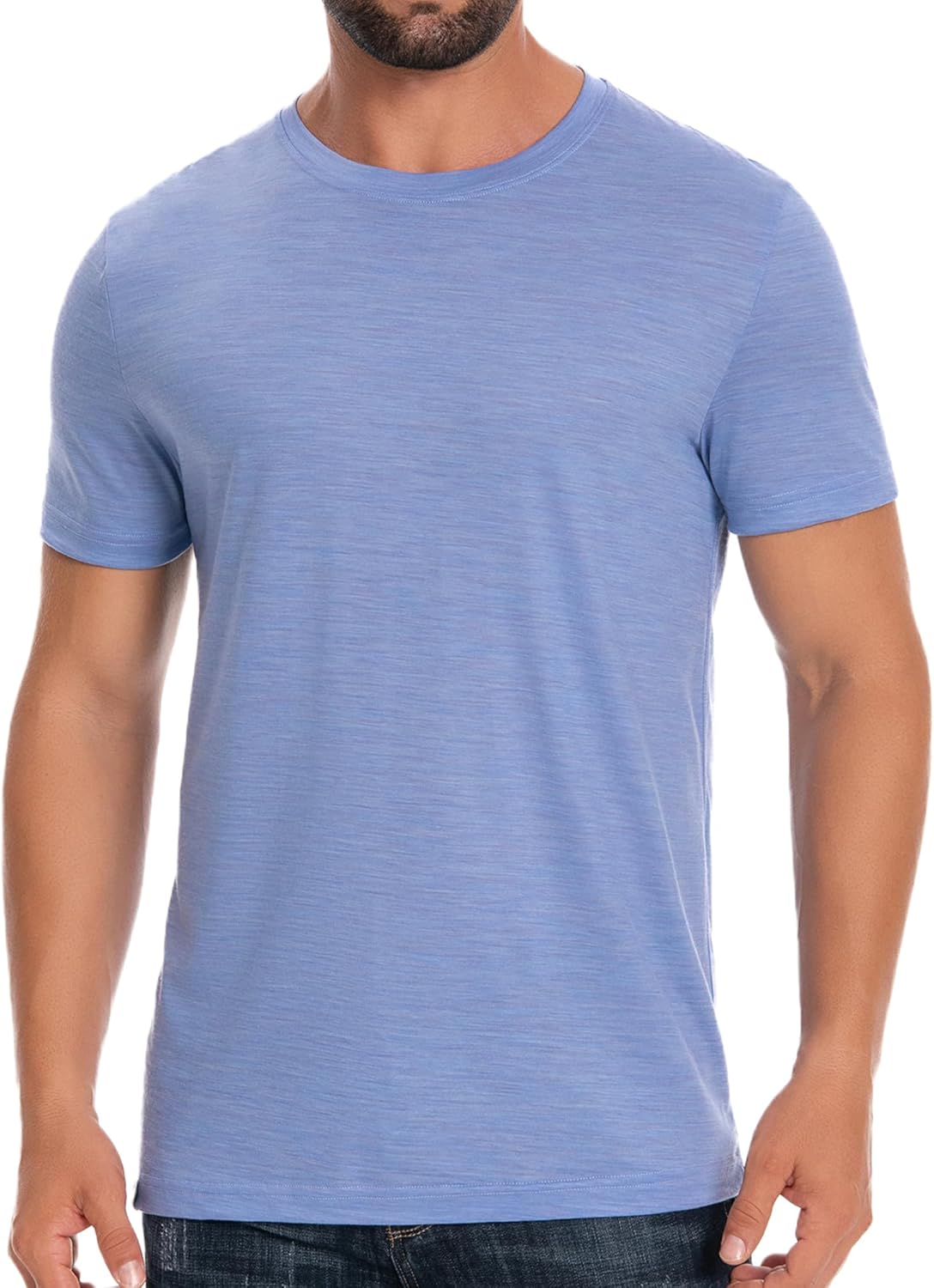 ACUSHLA 100% Merino Wool T-Shirt Mens - Short Sleeve Undershirt Lightweight Thermal Base Layer Crew Neck Tank Tops S-XXL