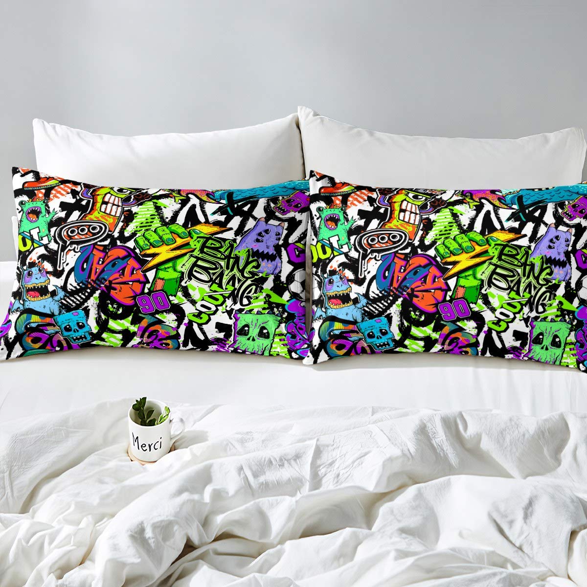 Set di biancheria da letto per ragazzi, stile hippie, motivo