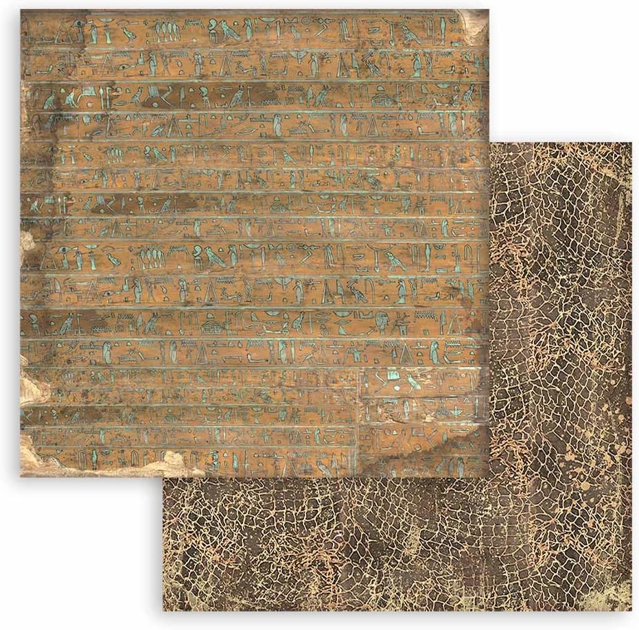 Stamperia - Scrapbook Paper Pad for Scrapbooking, Albums, Card Making, Bullet Journals, and More, Acid Free, Double-Sided, Perfect for Crafts and Gifting (Land of Pharaohs Background) (20.3 x 20.3 cm)