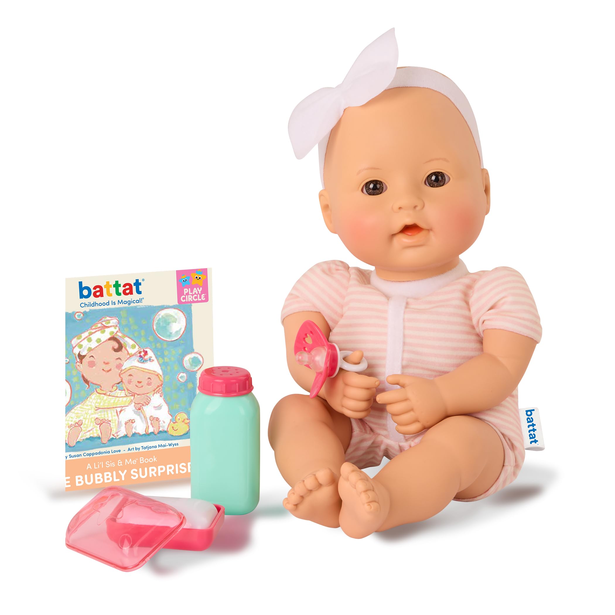 Baby Sweetheart - Tempo di bagno - bambola neonato dal corpo morbido di 30,5 cm con accessori - con libro di fiabe di facile lettura