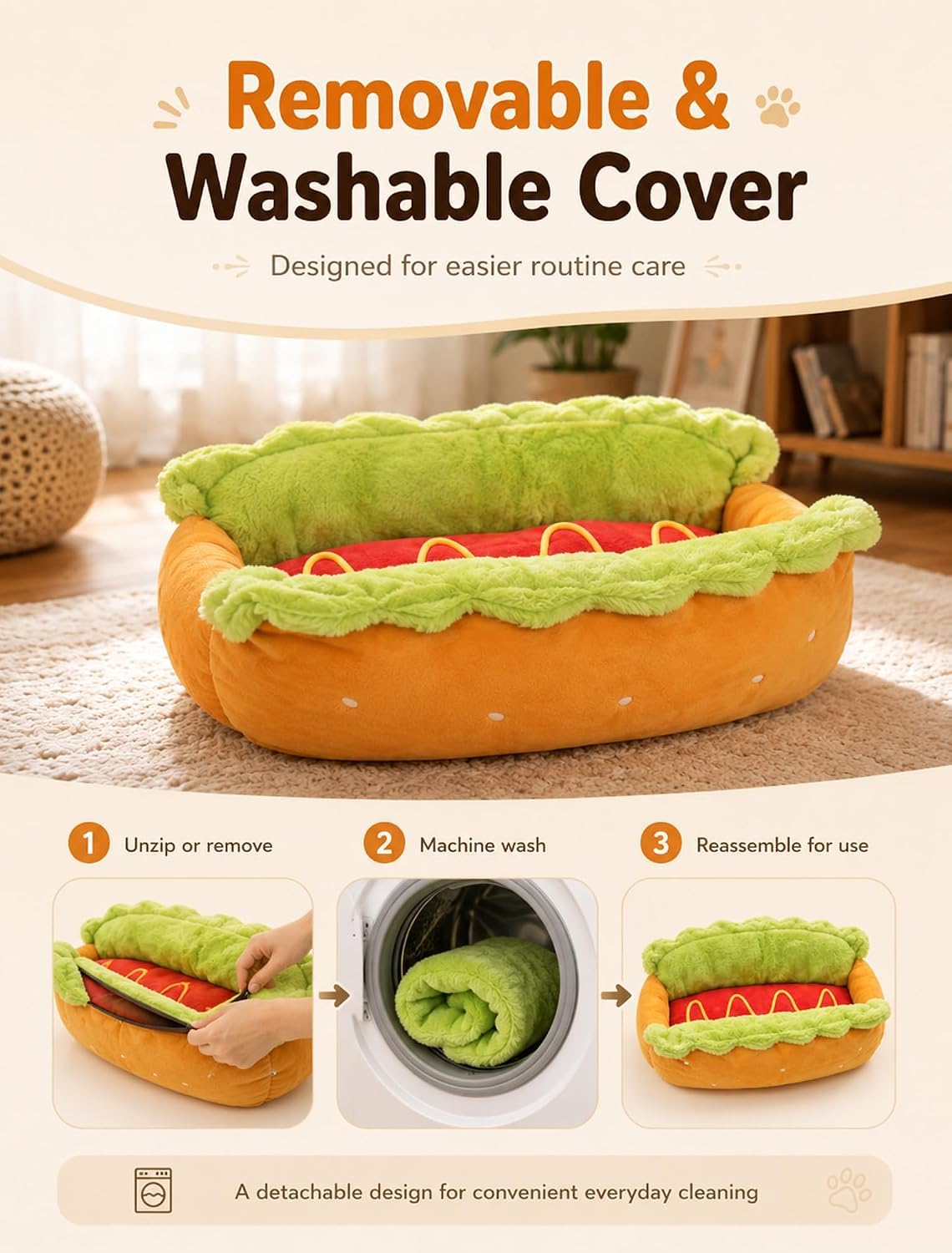 Cama para perros salchicha, cama para perros y gatos, cama de felpa extraíble y lavable, cama de micro gamuza suave y pana para interiores con parte inferior antideslizante para cachorros y mascotas