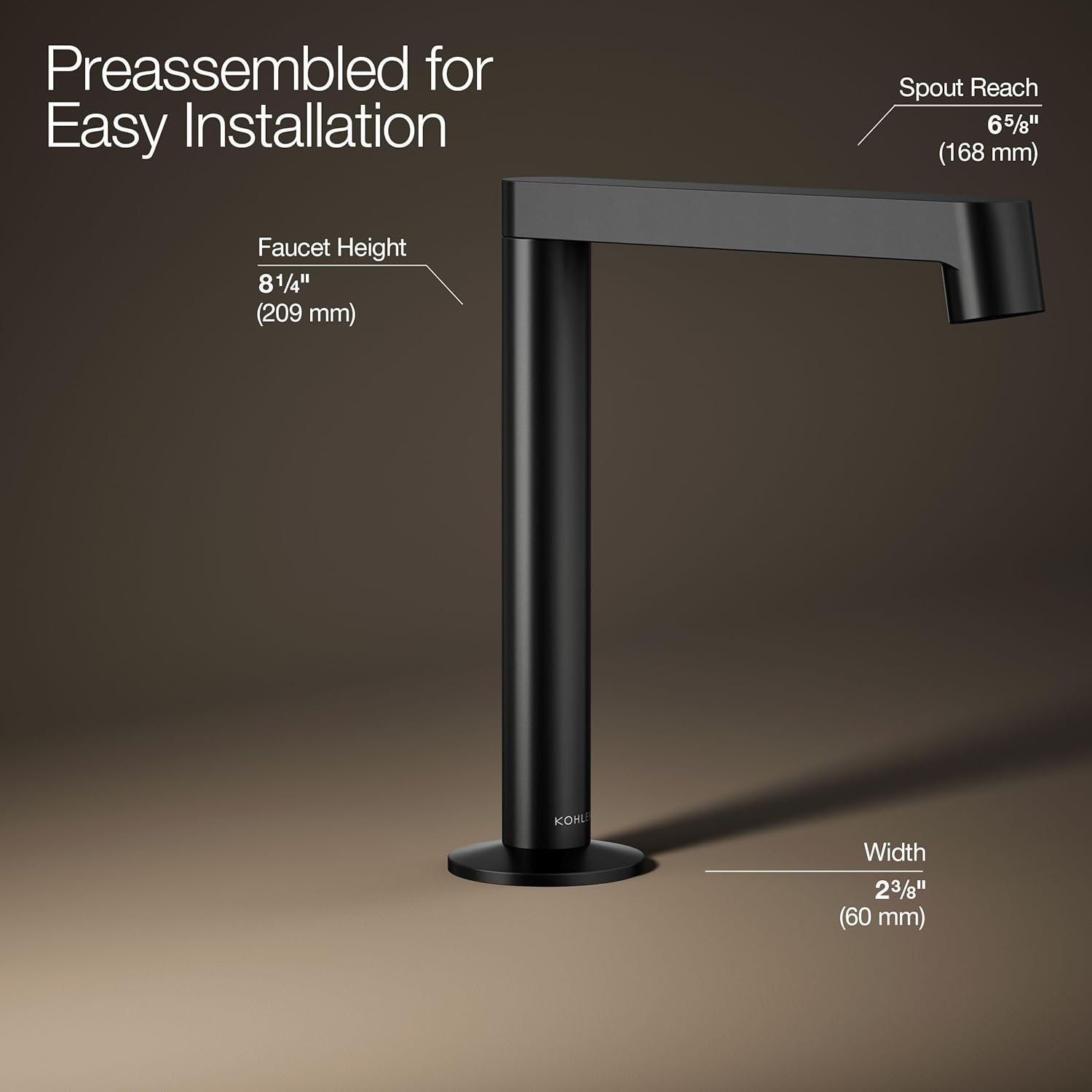 Kohler 77969-BL Components® Bathroom sink faucet spout with Row design, 1.2 gpm, Matte Black