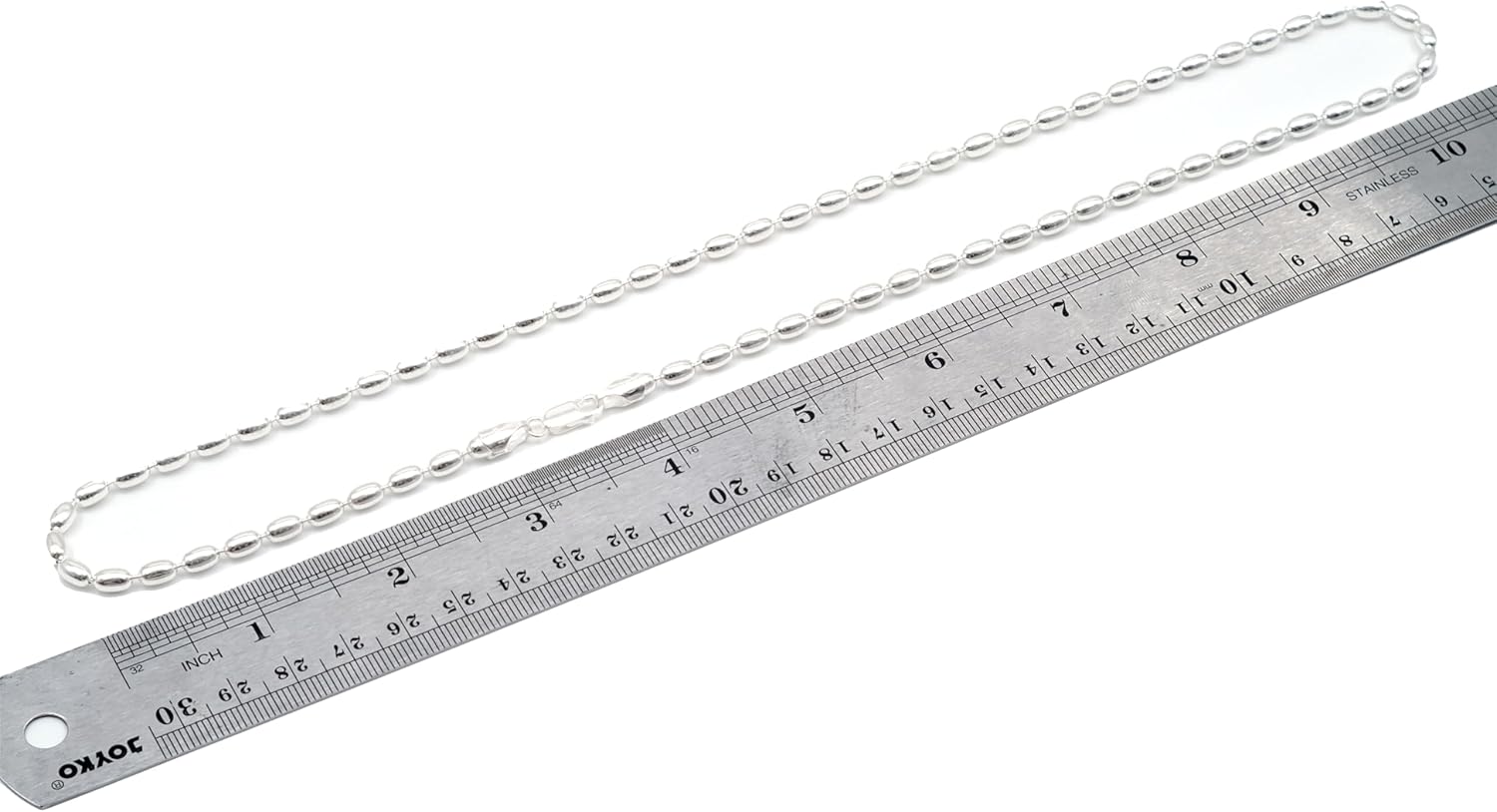 Sterling Silver Charleston Rice Bead Sturdy Necklace Chain 4 x 5mm Beads 400ga with Lobster Clasp