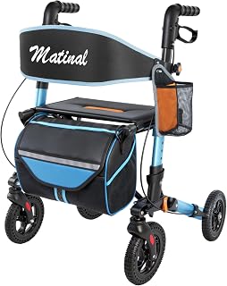 Matinal Rollator Faltbar mit Sitz für Senioren, Leichter Rollatoren, Blau