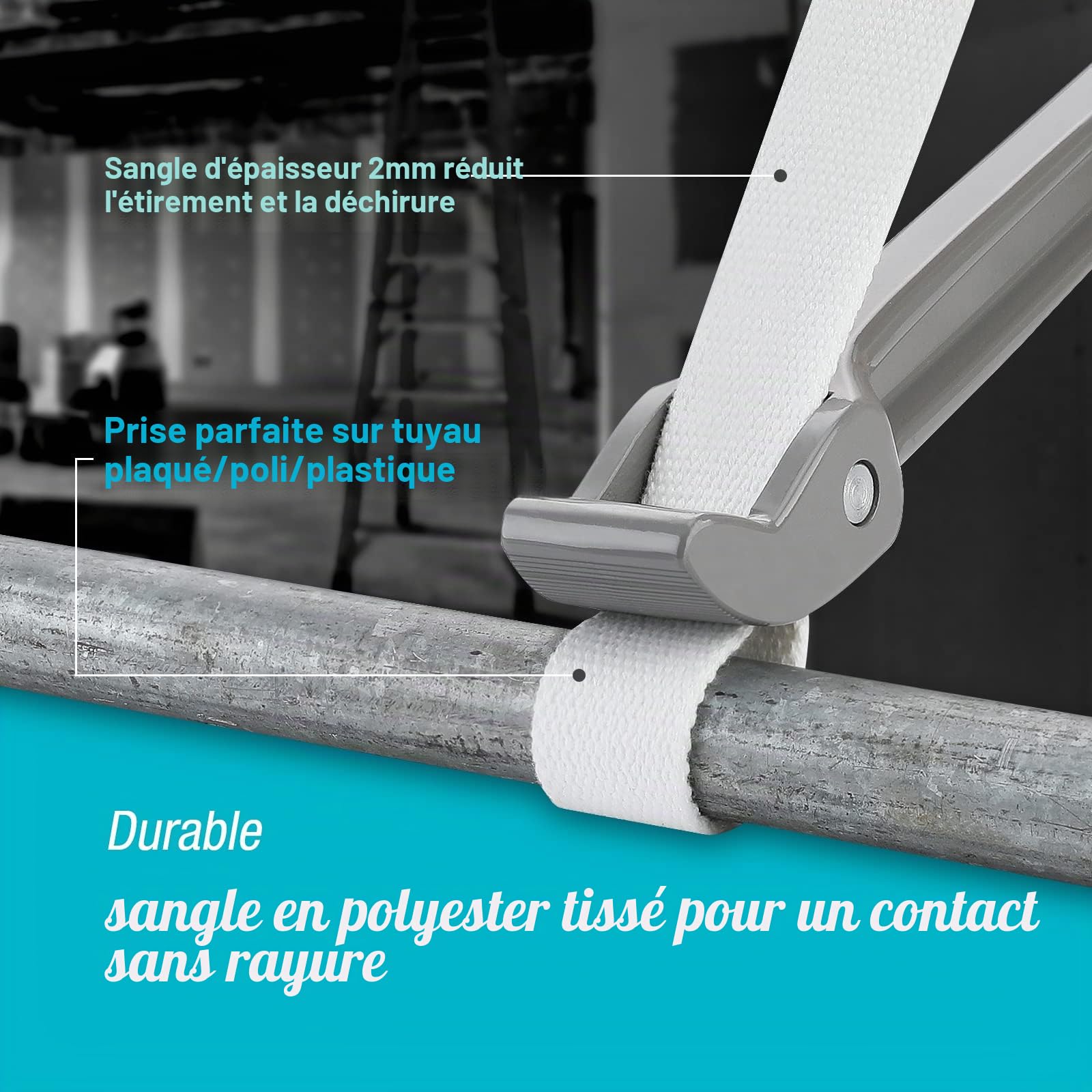 DURATECH 300mm Clé à Sangle, Ouvreur de Courroie de Filtre à Huile Clé à Tube Multifonctionnelle avec Courroie en Nylon Réglable pour Filtre à Huile, Pommeaux de Douche, Joints de Colle