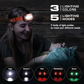 EverBrite Headlamp, 2 Pack Kids Headlamp with Red Light and Memory Function, Head Lamp for Adults and Kids with 5 Modes, Bright Headlamps for Camping, Running, Christmas Gifts, Batteries Included