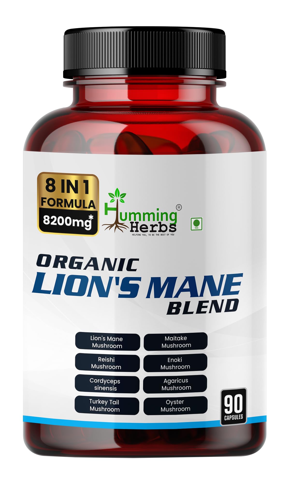 Humming Herbs organic Lions Mane extract with > 35% Beta Glucans and extracts of Maaitake, Reishi, Enoki, Cordyceps, Agaricus Mushrooms 8in1 formula 8200MG - 90 Cap (B0C1Q5KQTQ) Amazon Price History, Amazon Price Tracker
