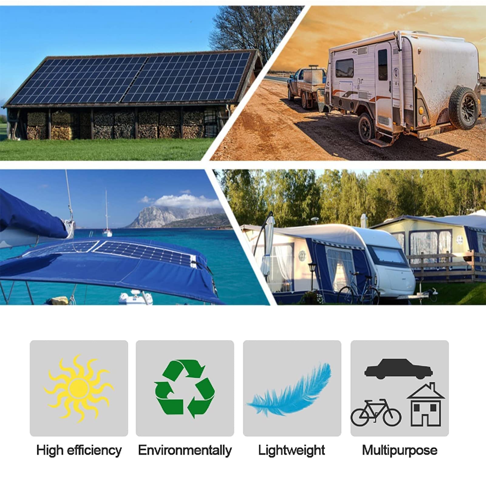 Cargadores solares portátiles Panel Solar Flexible de 200 W, módulos solares fotovoltaicos monocristalinos para Exteriores, Camping, Barco, Tienda, Viaje, jardín