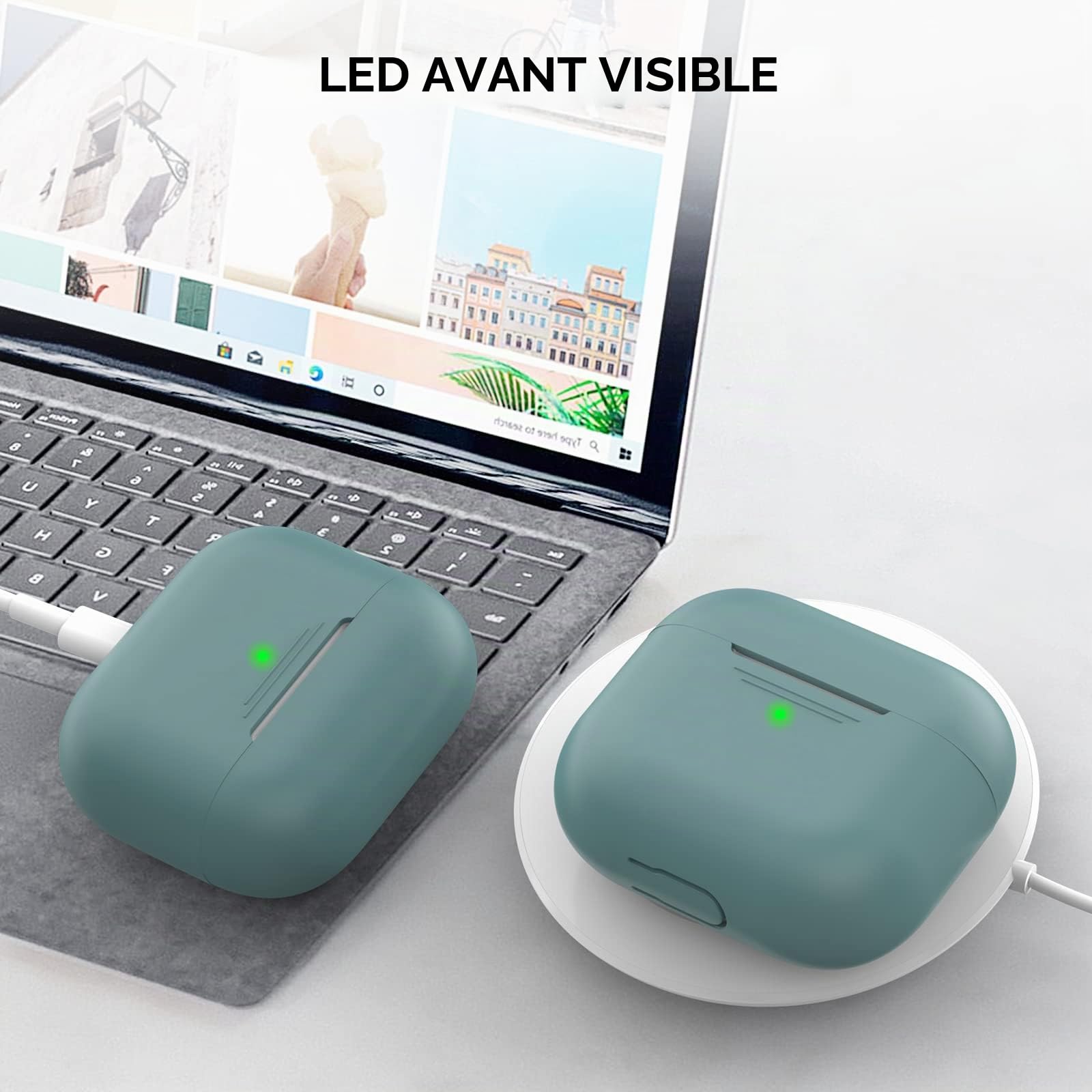 AhaStyle Coque AirPods 3, Étui en Silicone Souple Antichoc pour Apple AirPods 3ᵉ Génération 2021 (Pine Green)