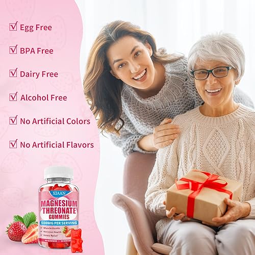 Miniatura 4 de Gomitas de magnesio L-treonato de 500 mg, suplemento de treonato de magnesio sin suagr para niños y adultos, apoyo para la salud muscular y