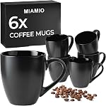MIAMIO - 6 x 350 ml Mug café en grès/Cup Set - Collection Le Papillon (Noir-Colorée)