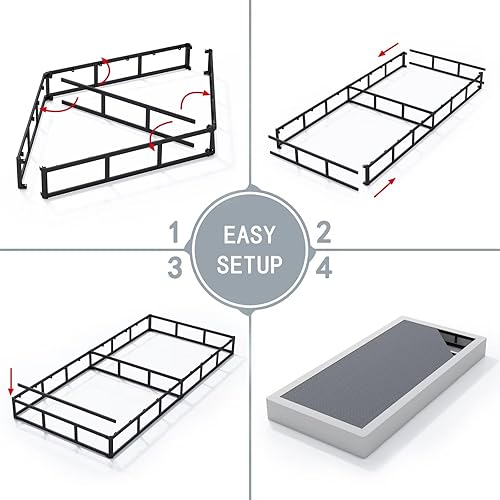 Miniatura 8 de ALDRICH Base de colchón de metal resistente de 5 pulgadas, capacidad máxima de peso de 1500 libras, antideslizante, sin ruido, fácil de montar,