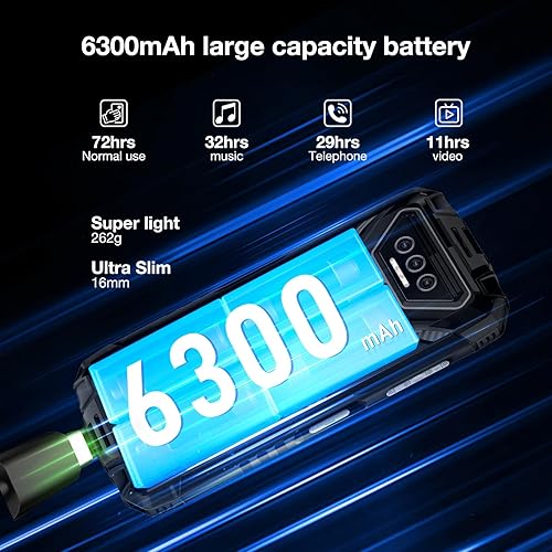 Miniatura 2 de DOOGEE S41T Smartphone resistente desbloqueado 2024, batería Android 14,6300mAh, 8GB+64GB, teléfono resistente 4G Dual Sim, cámara de 13 MP,