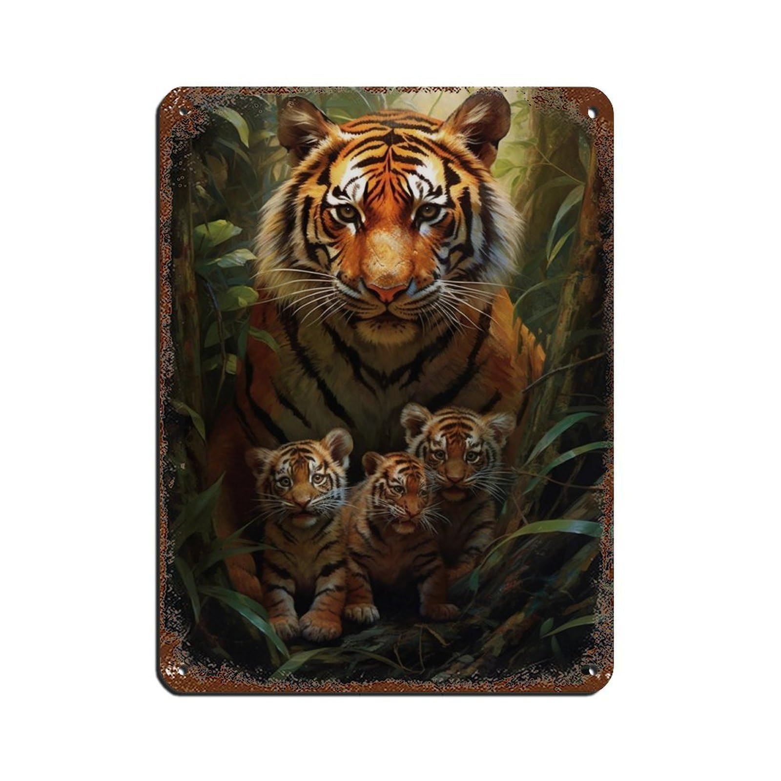 Lxwnze 30L X 40W Cm Tiger Mama（3） Tin Sign Vintage Metal Pub Club Cafe Bar Home Wall Art Decoration Poster Retro 12X16inch(30X40cm)